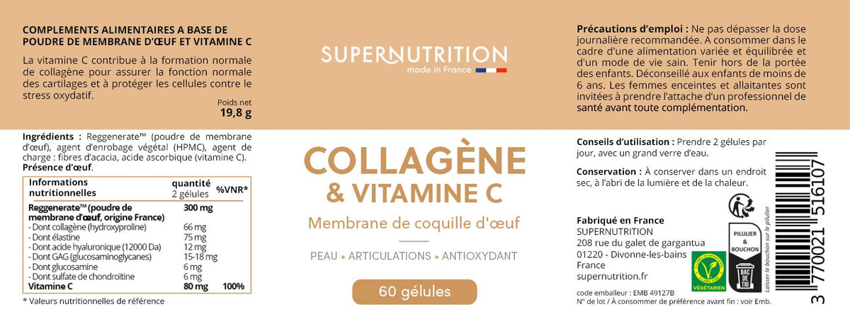 Collagène Végétarien Coquille d'Œuf